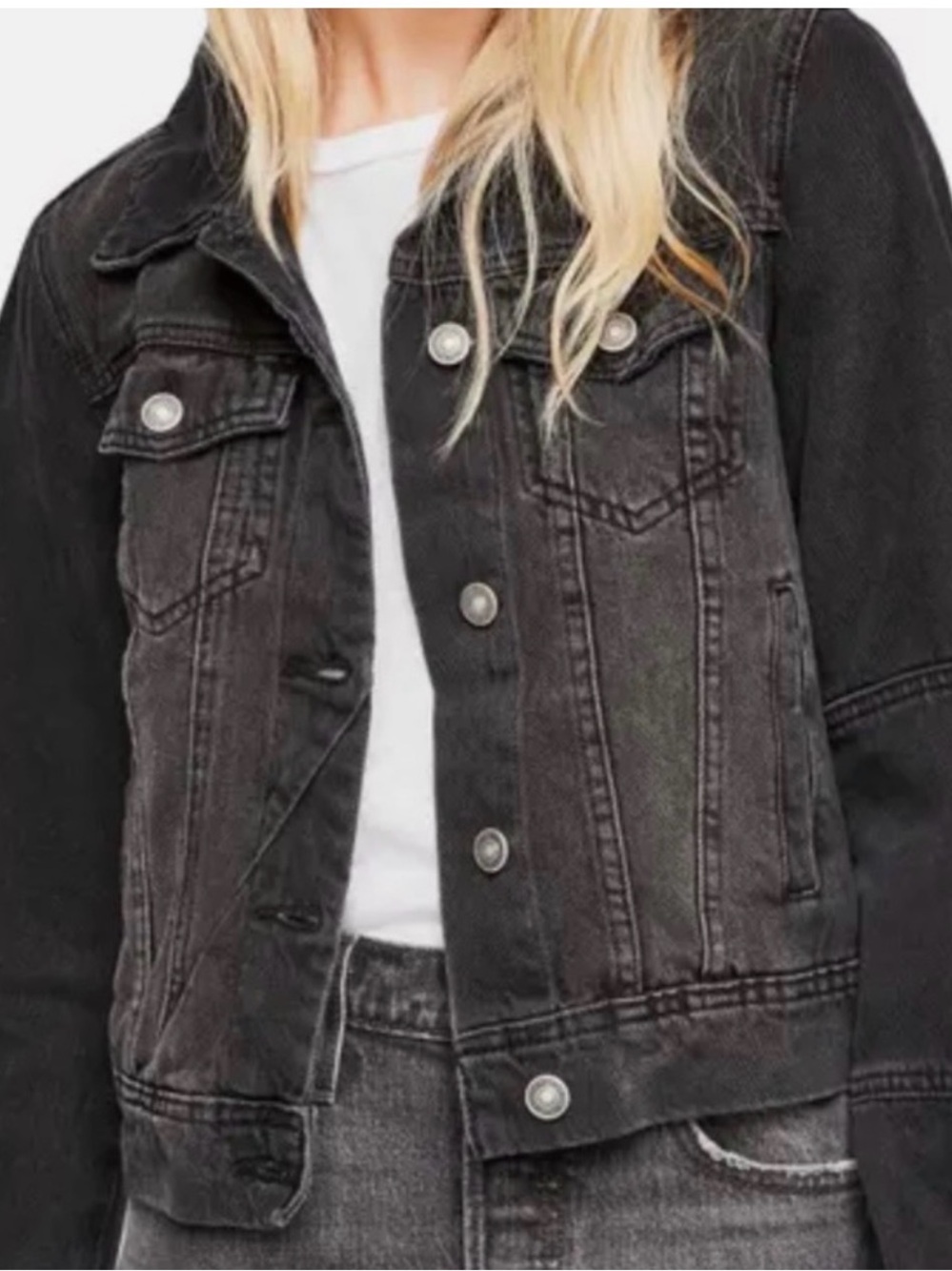 Free People Black Denim Jacket EUC